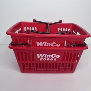 Set Of 2 Winco Mini Shopping Basket Red With Handle